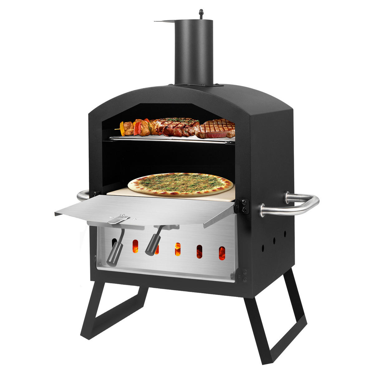 PIZZAOFEN CPO-12363  - Schwarz, KONVENTIONELL, Metall (72/34/31cm) - Ambia Garden