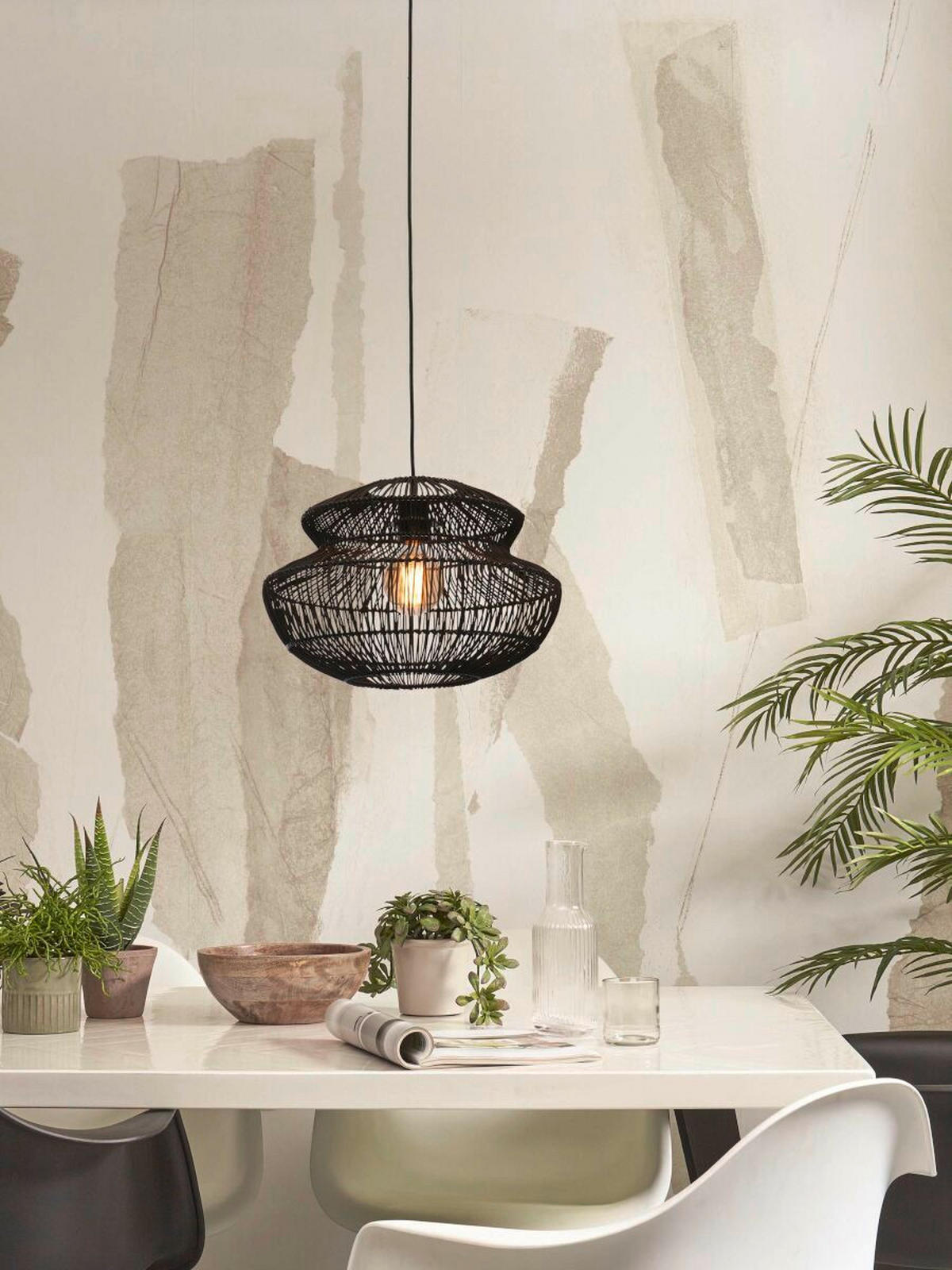 HÄNGLAMPA GOOD&MOJO  40/30 cm  - svart, Trend, naturmaterial (40/30cm) - Good & Mojo