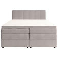 BOXSPRINGBETT 140/200 cm,  in Hellgrau, gepolstertes Kopfteil, Bettkasten, Topper, Matratzen, H2 + H3 = mittel + fest  - Hellgrau/Schwarz, KONVENTIONELL, Kunststoff/Textil (140/200cm) - Esposa