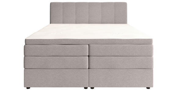 BOXSPRINGBETT 140/200 cm,  in Hellgrau, gepolstertes Kopfteil, Bettkasten, Topper, Matratzen, H2 + H3 = mittel + fest  - Hellgrau/Schwarz, KONVENTIONELL, Kunststoff/Textil (140/200cm) - Esposa