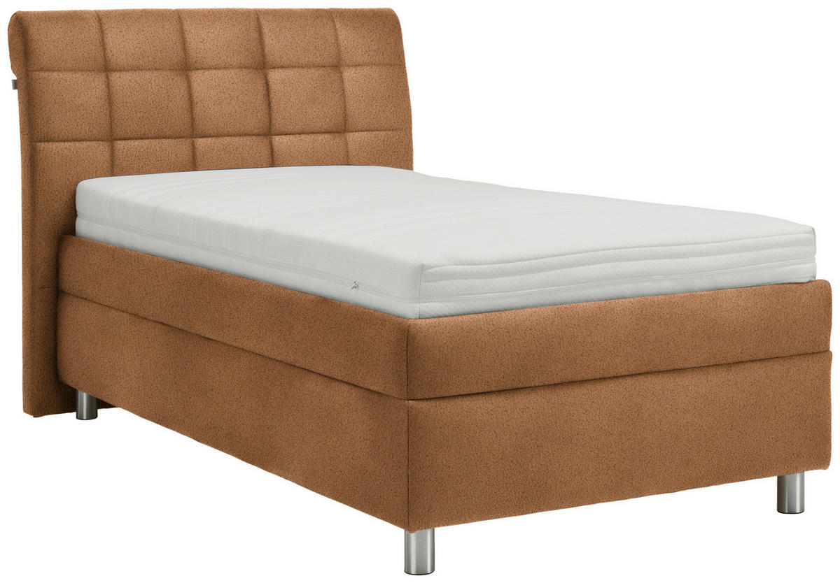 POLSTERBETT 100/200 cm  in Cognac  - Weiss/Cognac, Konventionell, Holz/Textil (100/200cm) - Esposa