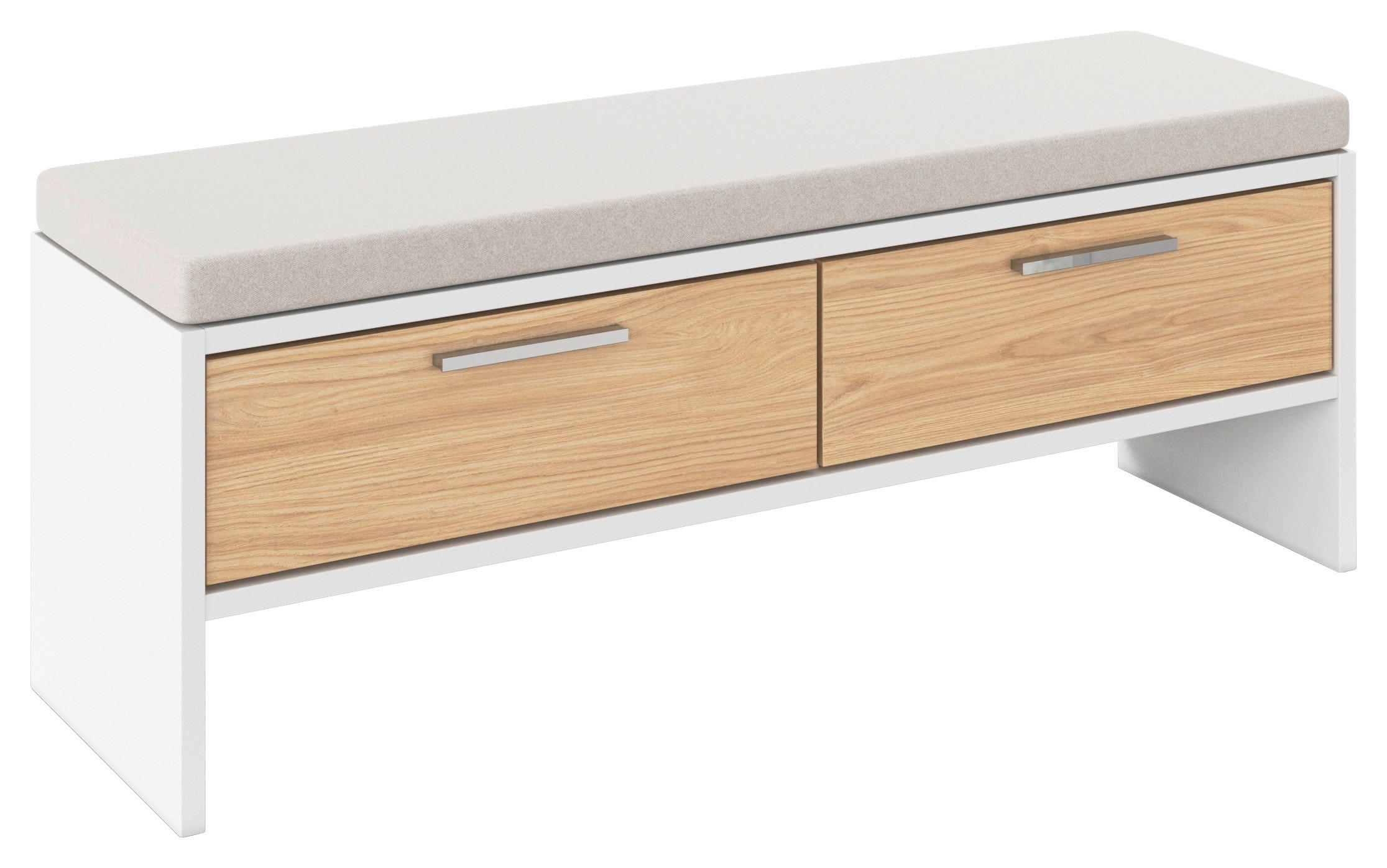 BETTBANK Weiß, Eichefarben  - Eichefarben/Weiß, KONVENTIONELL (125/48/37cm) - Rauch Möbel