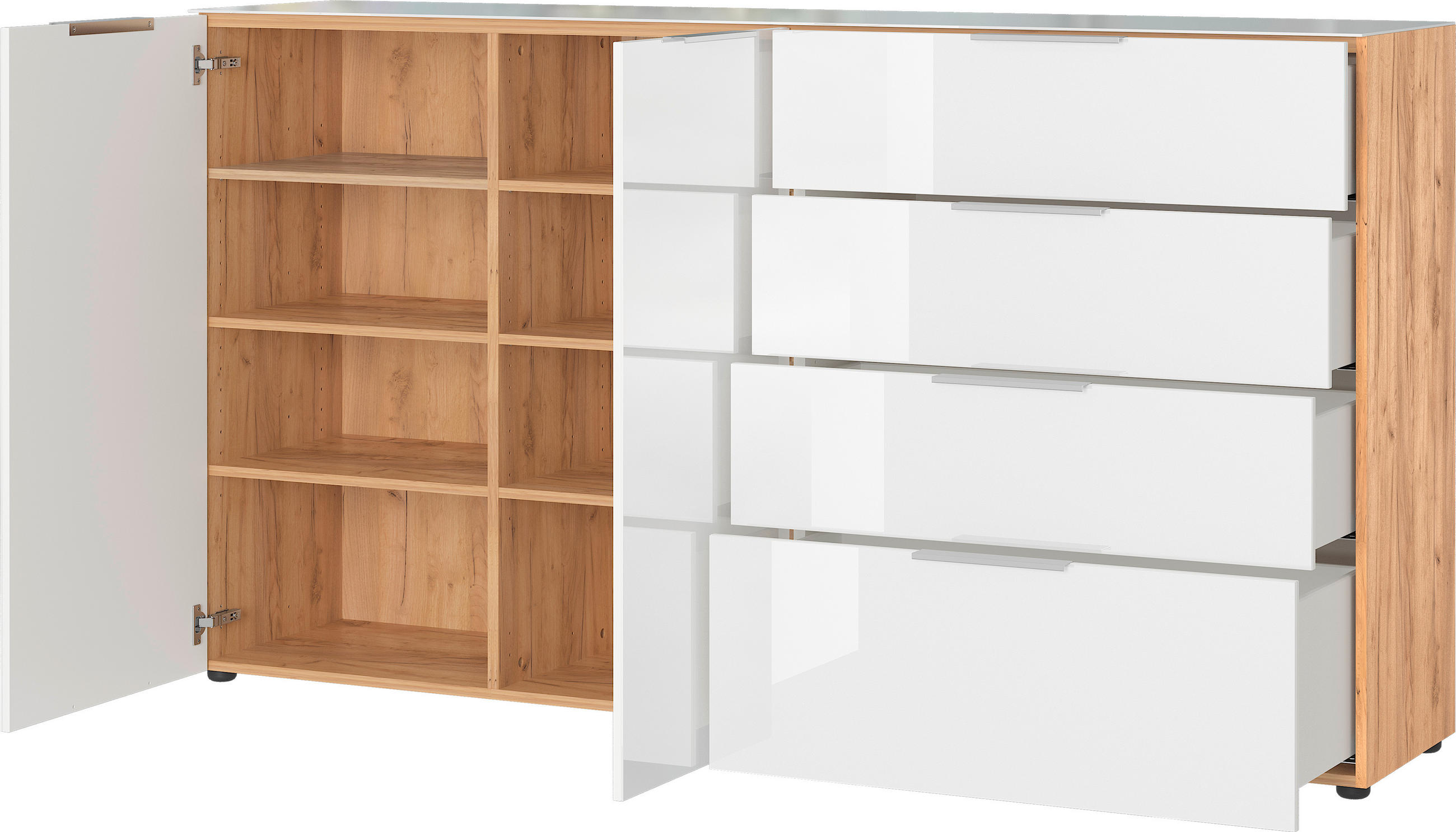 TÁLALÓSZEKRÉNY 184/102/42 cm  - króm/fekete, Modern, műanyag/faalapú anyag (184/102/42cm) - Premium Living