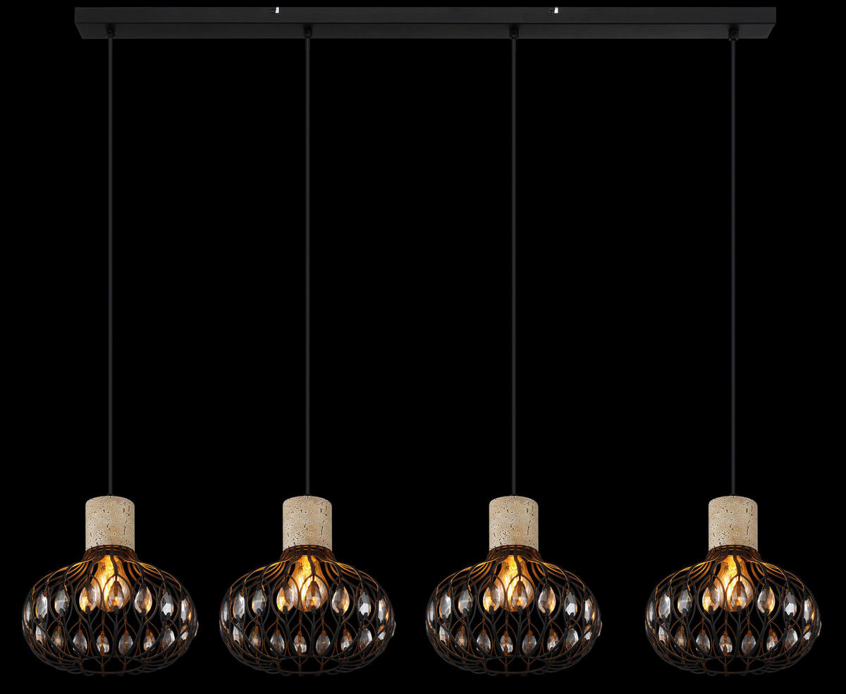 HÄNGELEUCHTE 115/25/150 cm  - Klar/Schwarz, Basics, Glas/Kunststoff (115/25/150cm) - Globo