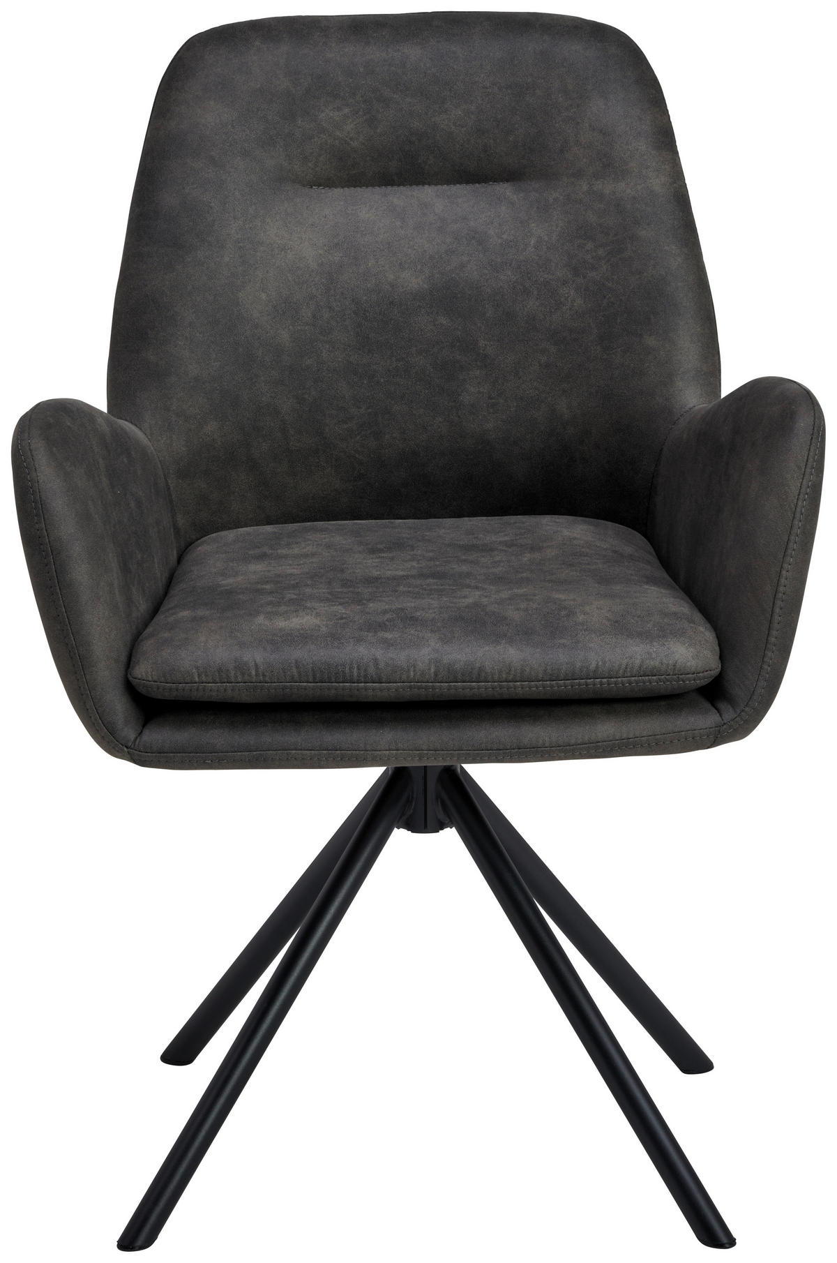 ARMLEHNSTUHL  Sitzfläche 360° drehbar, inklusive Armlehnen Webstoff  - Schwarz/Grau, Basics, Textil/Metall (60.5/88/62cm) - MID.YOU