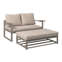 LOUNGEGARNITUR Stahl  - Dunkelgrau/Beige, MODERN, Kunststoff/Textil (155/65/74cm) - Ambia Garden