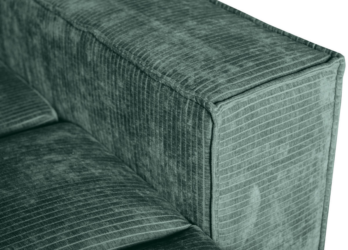 BIGSOFA in Flachgewebe Grün  - Chromfarben/Grün, KONVENTIONELL, Textil/Metall (256/68/122cm) - Carryhome