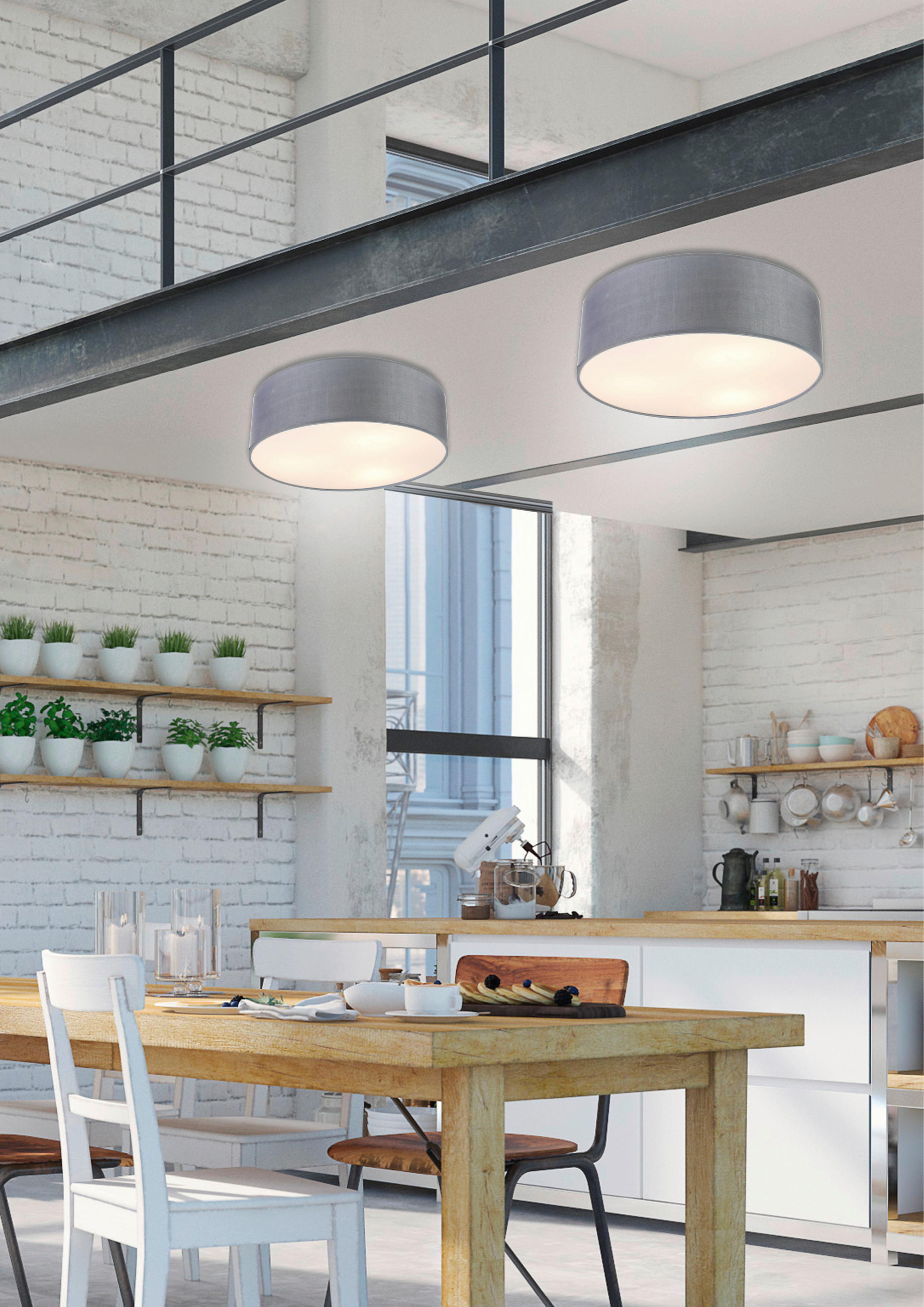 HÄNGLAMPA 40/40/13.5 cm  - grå, Basics, metall (40/40/13.5cm)