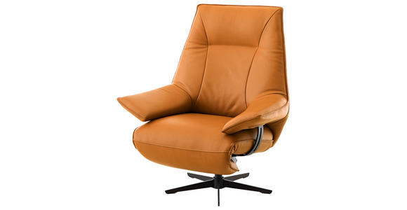 RELAXSESSEL Echtleder Relaxfunktion, Kopfteilverstellung, Rücken echt    - Rostfarben/Beige, Design, Leder/Metall (92/79/82cm) - Dieter Knoll