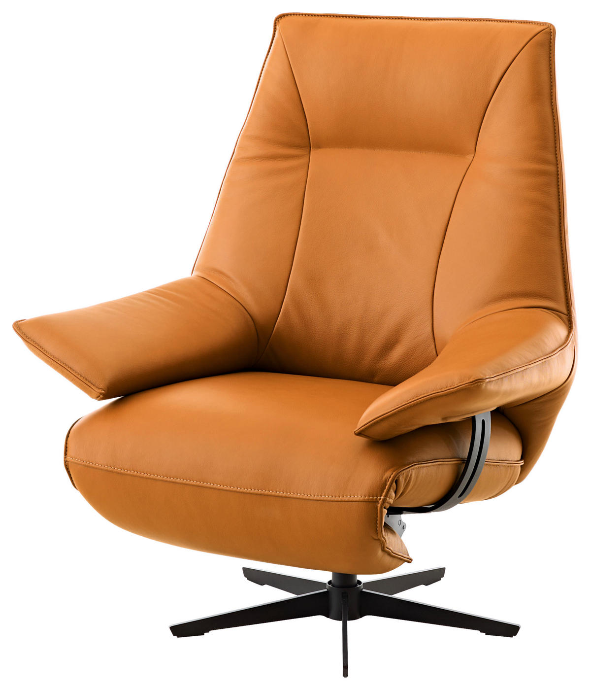 RELAXSESSEL Echtleder Relaxfunktion, Kopfteilverstellung, Rücken echt    - Rostfarben/Beige, Design, Leder/Metall (92/79/82cm) - Dieter Knoll