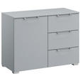 KOMMODE , 80/61/42 cm, 3 Schublade(n)  - Silberfarben/Hellgrau, Design, Holzwerkstoff/Kunststoff (80/61/42cm) - Novel