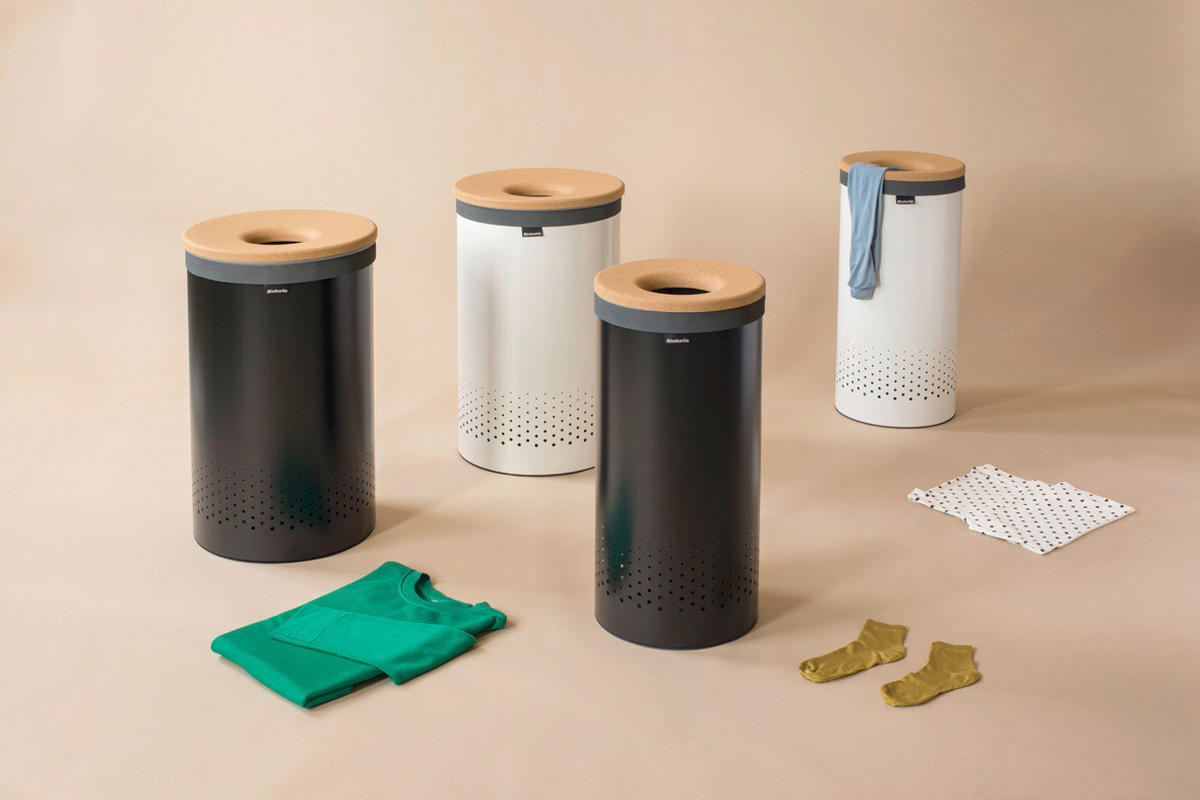 KOŠ ZA PERILO - bela, Design, kovina/leseni material (38/63,5/38cm) - Brabantia