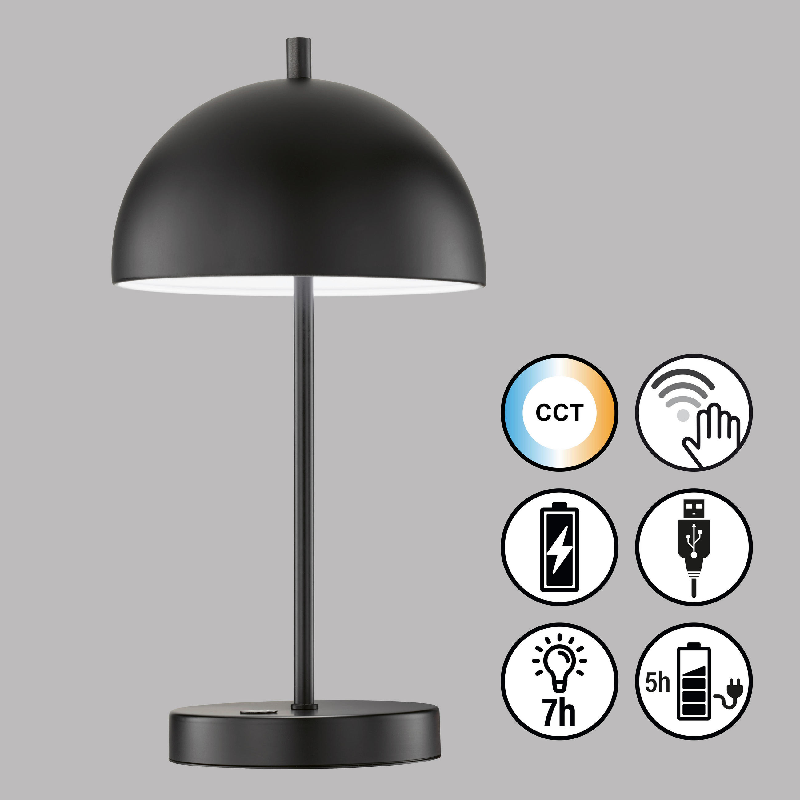 AKKU-TISCHLEUCHTE Kia 18/35 cm - Schwarz/Weiß, Design, Metall (18/35cm) - Schöner Wohnen
