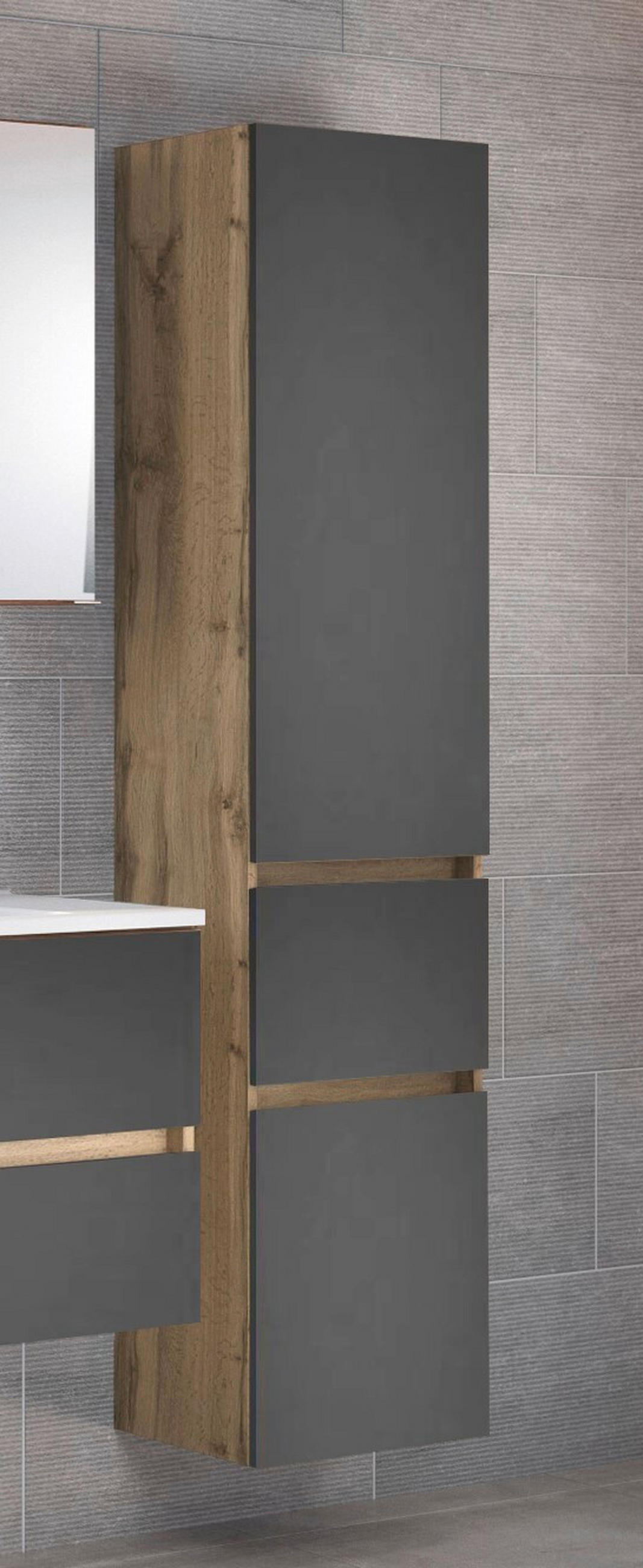 HOCHSCHRANK 40/180/35 cm  - Eiche Wotan/Silberfarben, Design, Holzwerkstoff/Kunststoff (40/180/35cm) - Held