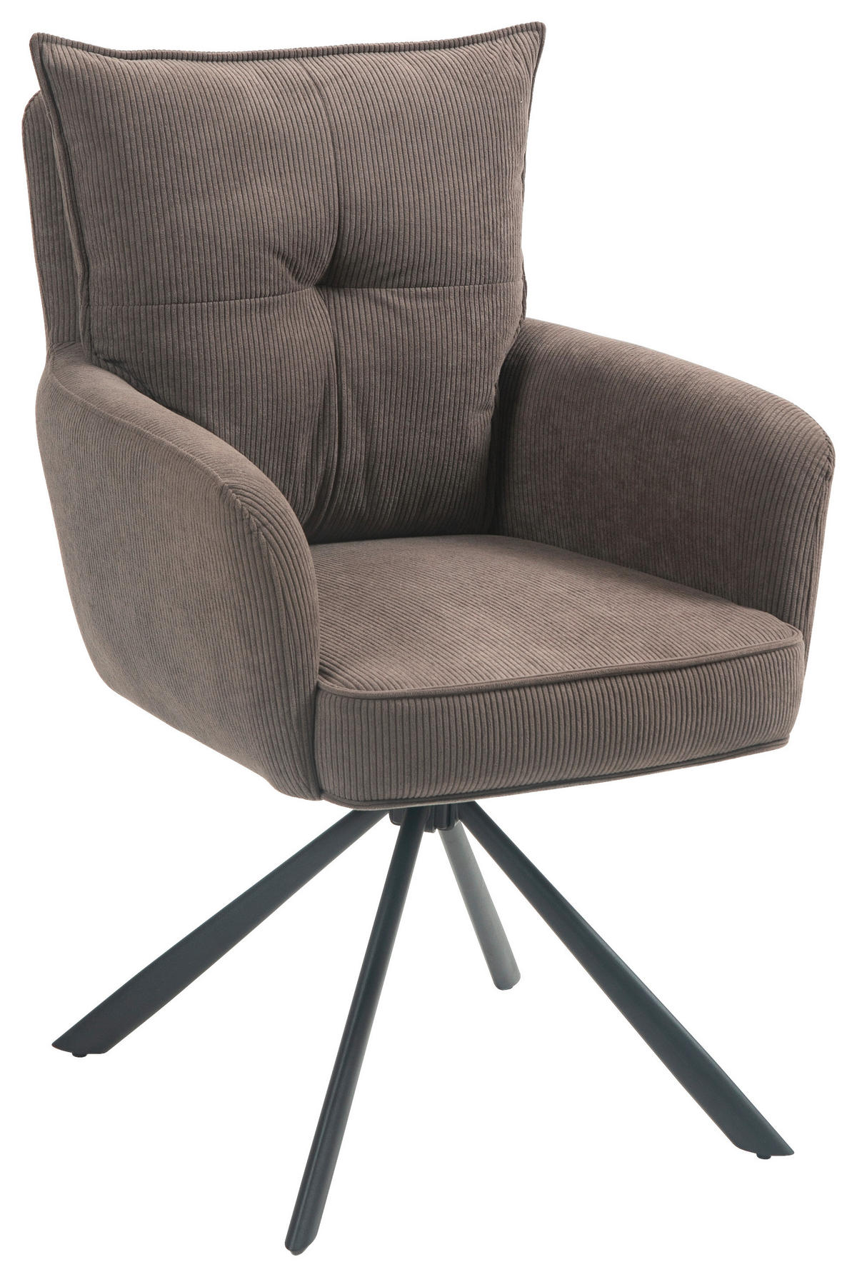 ARMLEHNSTUHL  in Eisen Cord  - Dunkelbraun/Schwarz, Design, Textil/Metall (60/95/67cm) - Novel