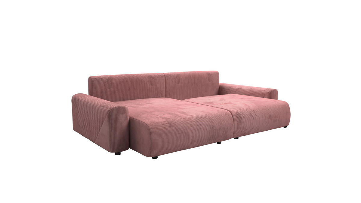 Ecksofa inkl. Funktion Rosa Cord  - Schwarz/Rosa, MODERN, Kunststoff/Textil (168/238cm) - Stylife