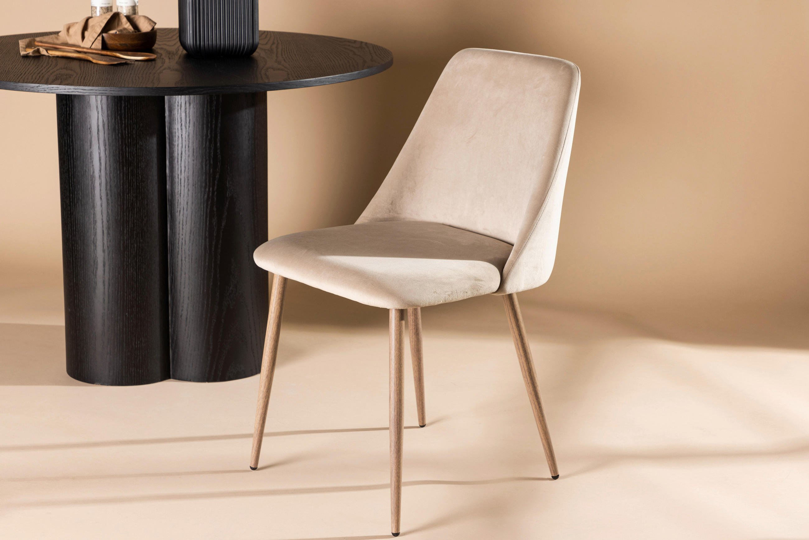STOLSET 2 styck stål sammet  - beige/brun, Design, metall/textil (49/87/56cm) - Livetastic