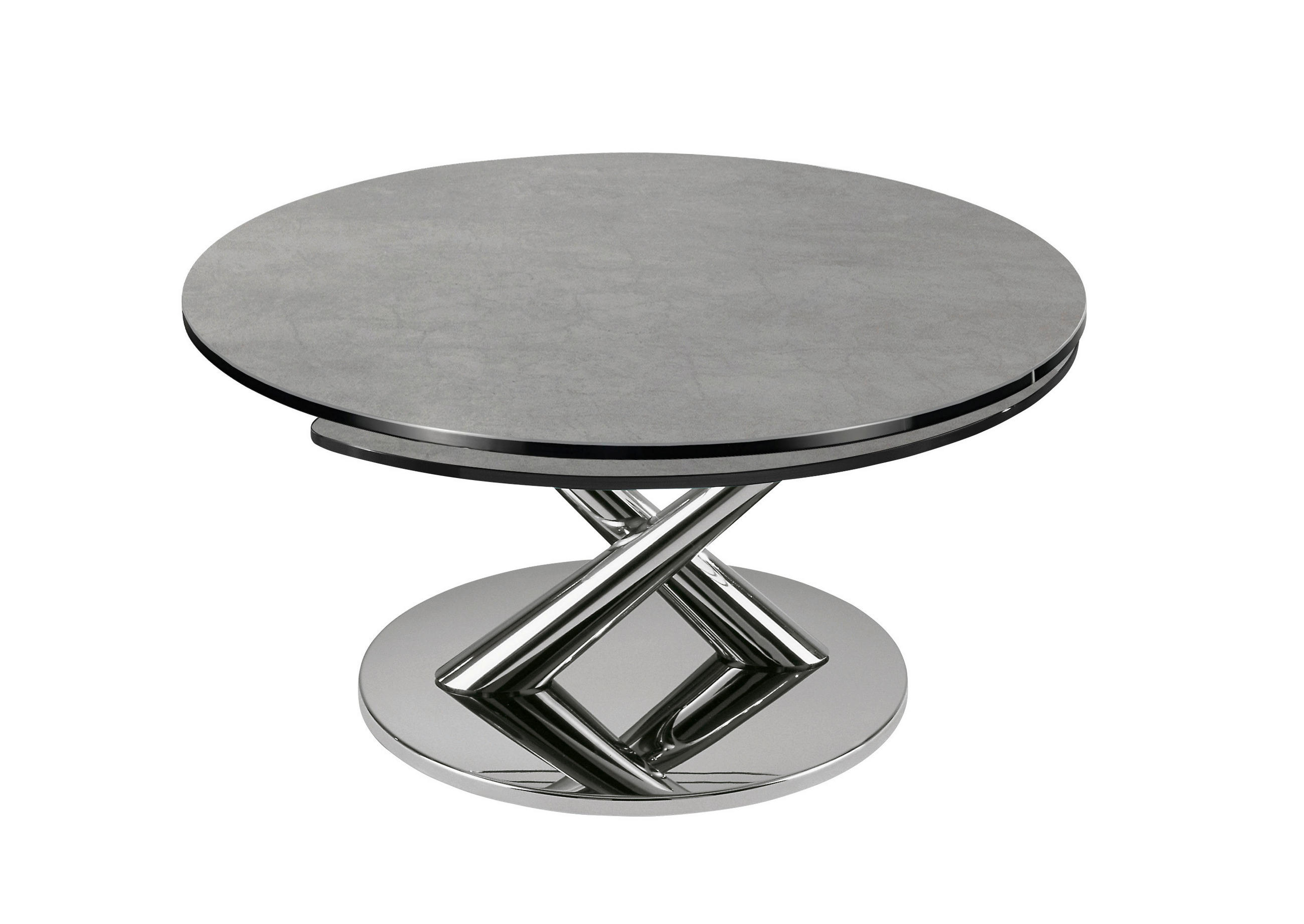 COUCHTISCH in Metall, Keramik 80-128/80/40 cm  - Chromfarben/Grau, Design, Keramik/Metall (80-128/80/40cm) - Naos