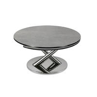 COUCHTISCH 80-128/80/40 cm rund Grau, Chromfarben  - Chromfarben/Grau, Design, Keramik/Metall (80-128/80/40cm) - Naos