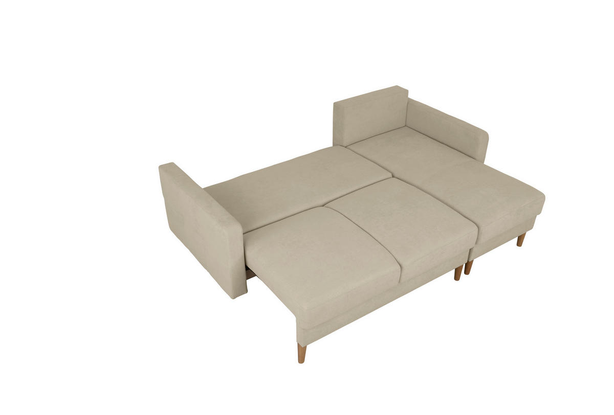 ECKSOFA in Taupe  - Taupe/Buchefarben, Design, Holz/Textil (223/157cm) - MID.YOU