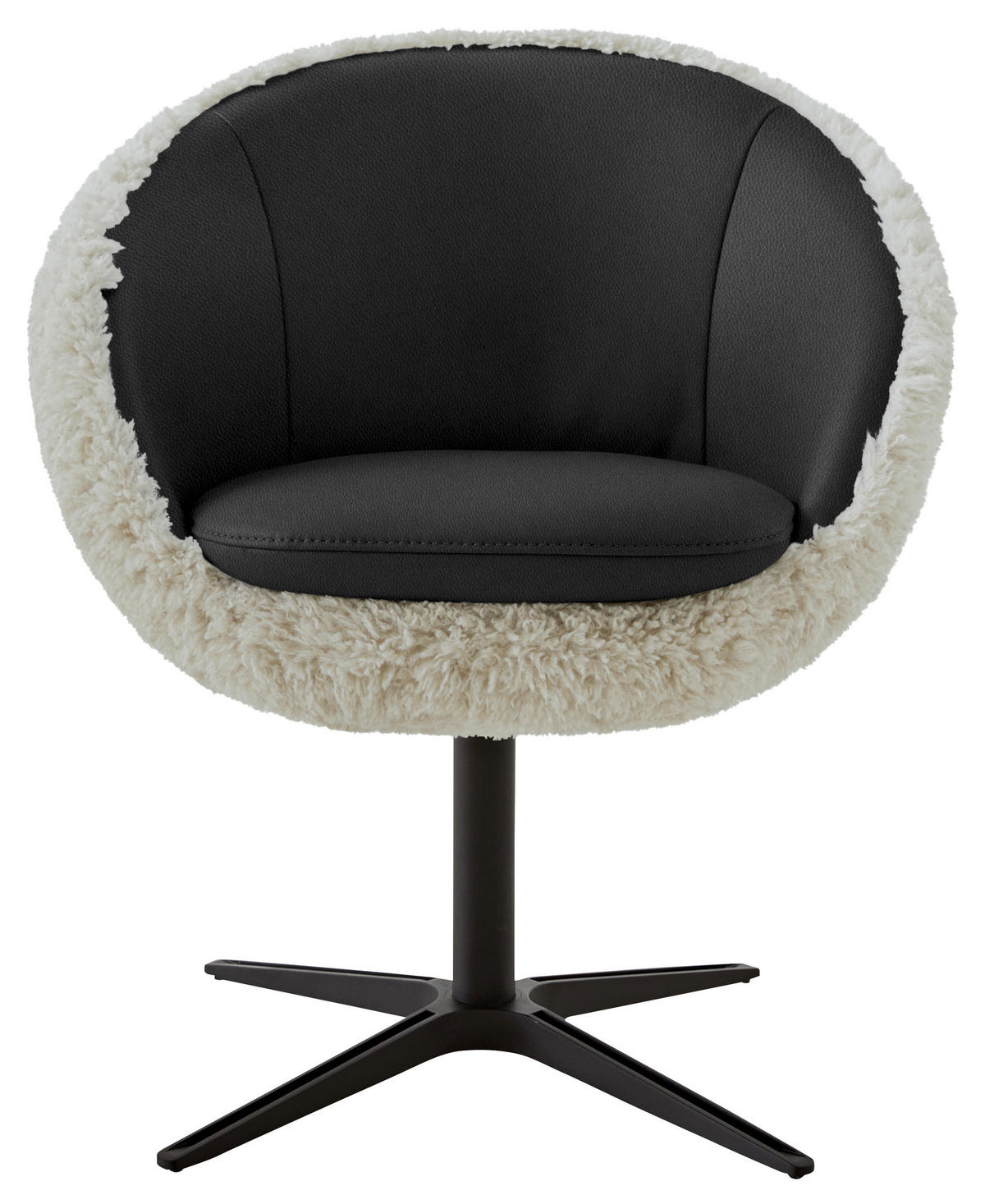 ARMLEHNSTUHL  Beinauswahl, Lederauswahl, Stoffauswahl, Sitzfläche 360° drehbar Hochflor Kombination Echtleder/Stoff  - Dunkelbraun/Beige, Design, Leder/Textil (65/81/61cm) - Koinor