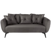 2,5-SITZER in Lederlook Anthrazit  - Anthrazit/Schwarz, Modern, Textil/Metall (196/94/103cm) - Livetastic