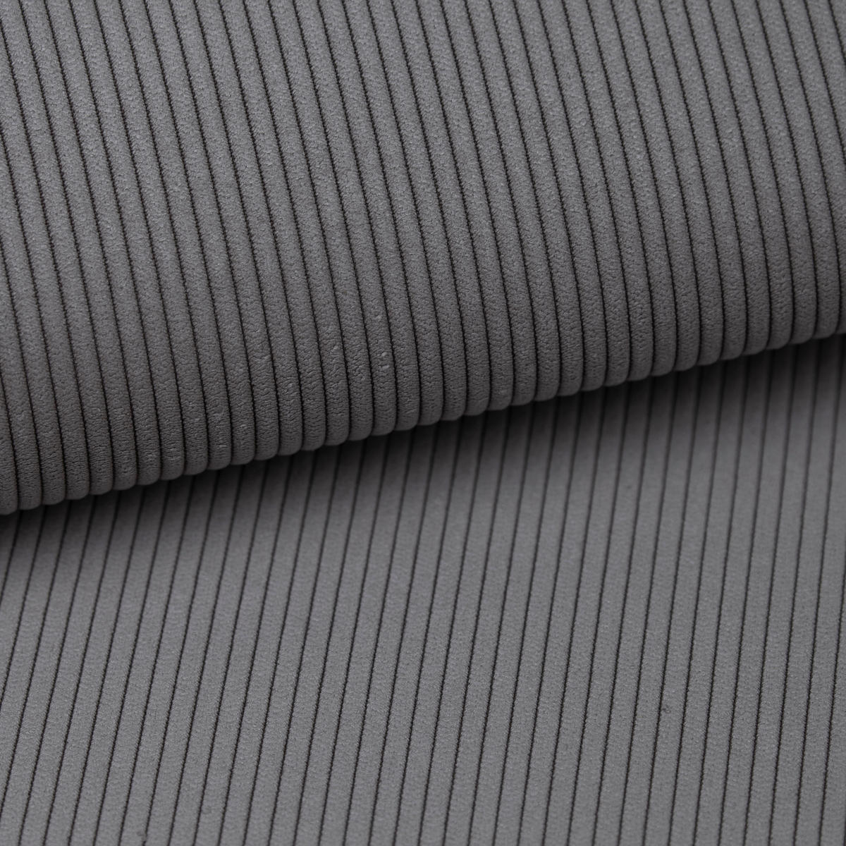 BIGSOFA in Cord Grau  - Schwarz/Grau, Design, Textil (223/80/158cm) - Lomoco