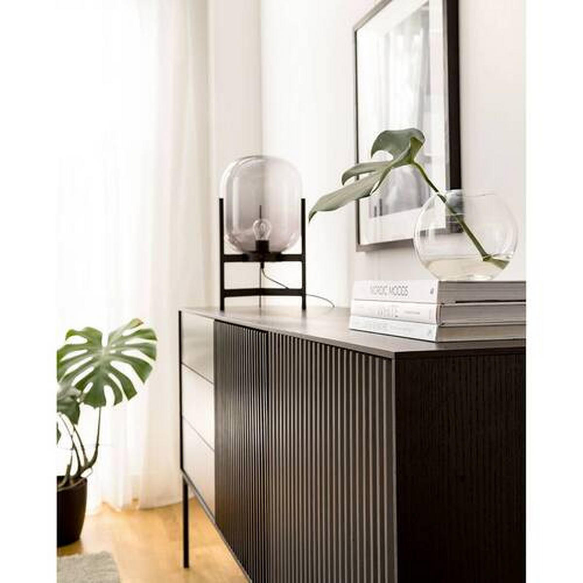 KOMODA, antracit, črna  - črna/antracit, Design, kovina/leseni material (160/82/45cm) - home24