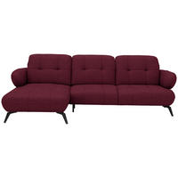 ECKSOFA Chenille Weinrot  - Weinrot/Schwarz, Modern, Textil/Metall (180/282cm) - Novel