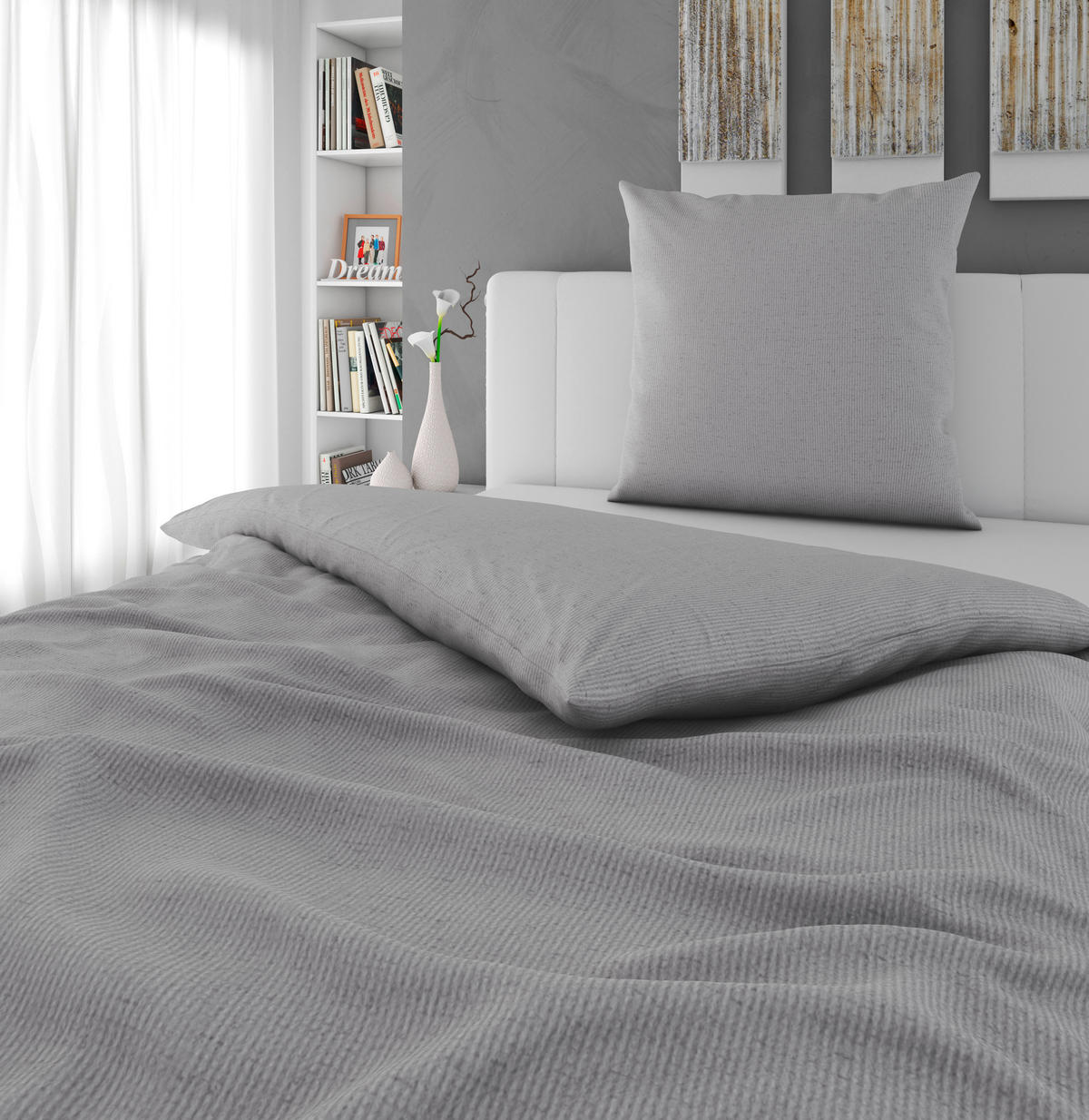 BETTWÄSCHE 155/220 cm  - Hellgrau, Textil (155/220cm) - Bio:Vio