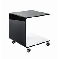 BEISTELLTISCH 42/42/49 cm Schwarz, Weiß quadratisch  - Schwarz/Weiß, Design, Glas/Kunststoff (42/42/49cm)