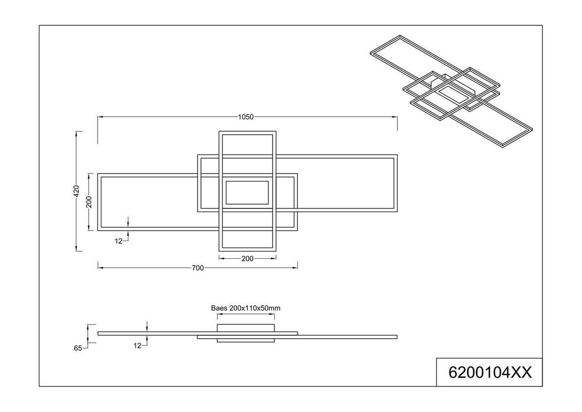 LED-DECKENLEUCHTE Irvine 105/42/6,5 cm   - Anthrazit, Design, Kunststoff/Metall (105/42/6,5cm) - Novel