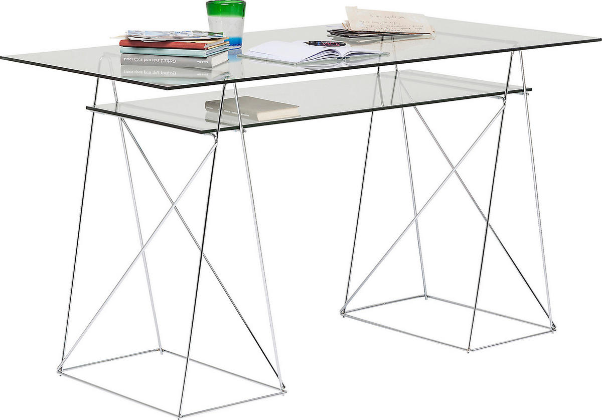 SCHREIBTISCH 130/65/74 cm  in  - LIFESTYLE, Glas/Metall (130/65/74cm) - Kare-Design
