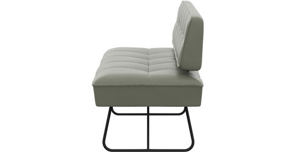 SITZBANK in Metall, Leder Graugrün  - Schwarz/Graugrün, Design, Leder/Metall (165/88/66cm) - Moderano