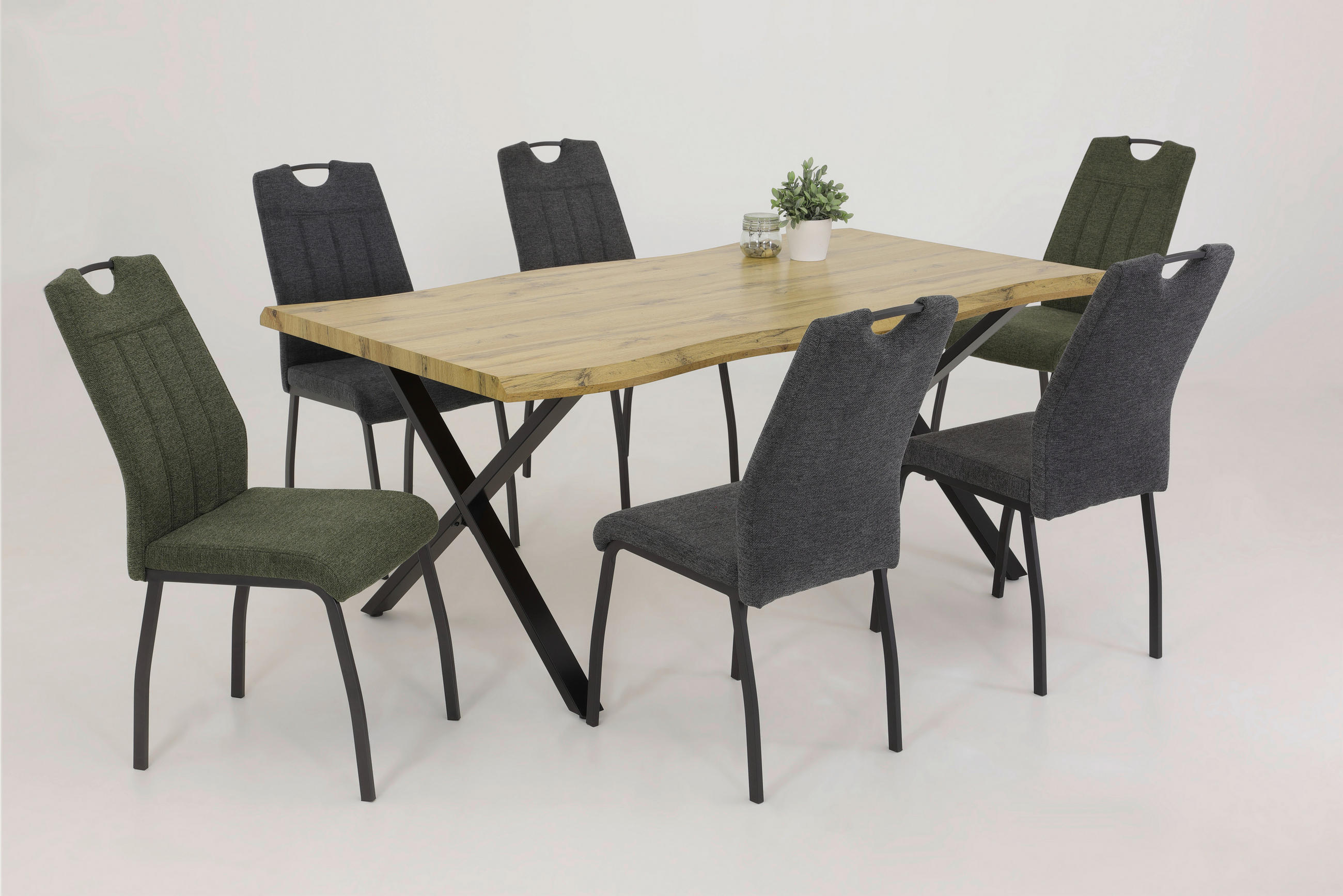 STUHL-SET 4 Stück in Stahl Webstoff Metall, Textil - Dunkelgrau/Anthrazit, MODERN, Textil/Metall (44/96/64cm) - MID.YOU