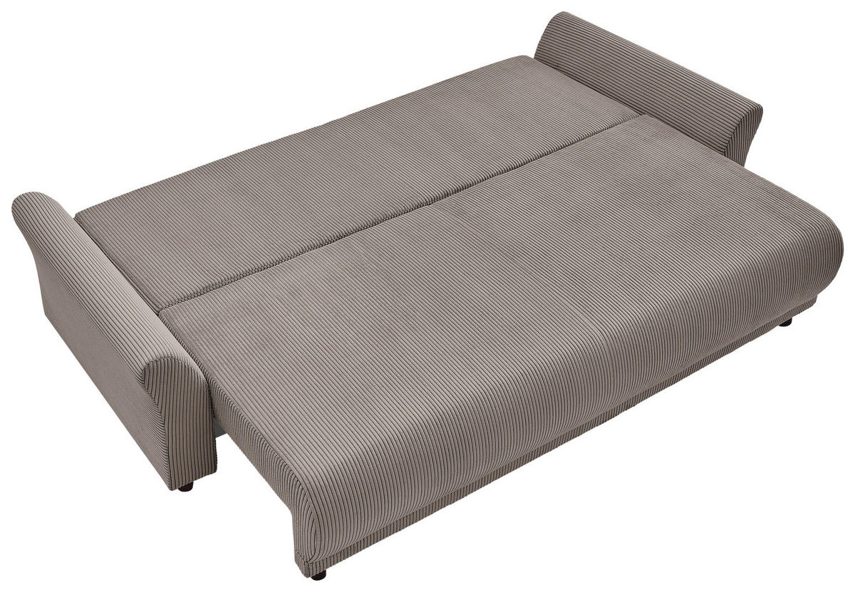 SCHLAFSOFA Malta Cord Hellbraun  inkl. Zierkissen, Rückenkissen, Bettkasten, Schlaffunktion, Rücken echt  - Hellbraun/Schwarz, Design, Textil (244/88/100cm) - P & B