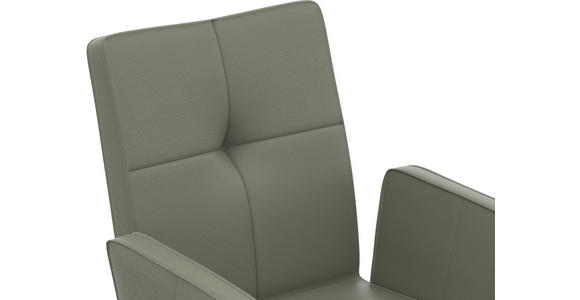 ARMLEHNSTUHL  Lederauswahl  Echtleder  - Schwarz/Graugrün, Design, Leder/Metall (65/91/58cm) - Moderano