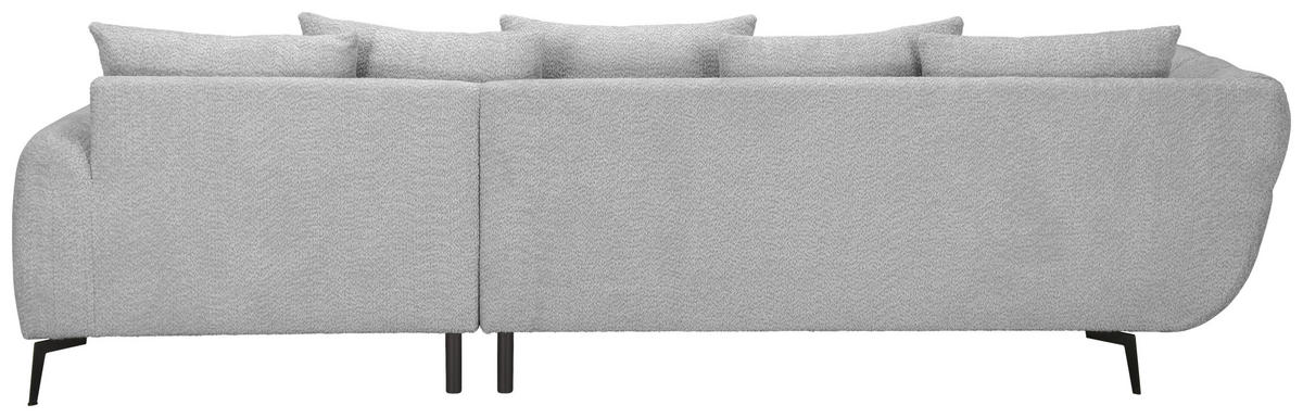 ECKSOFA 318/217 cm  in Bouclé Silberfarben Zierkissen, Rückenkissen, Rücken echt  318/217 cm  - Silberfarben/Schwarz, MODERN, Textil/Metall (318/217cm) - Carryhome