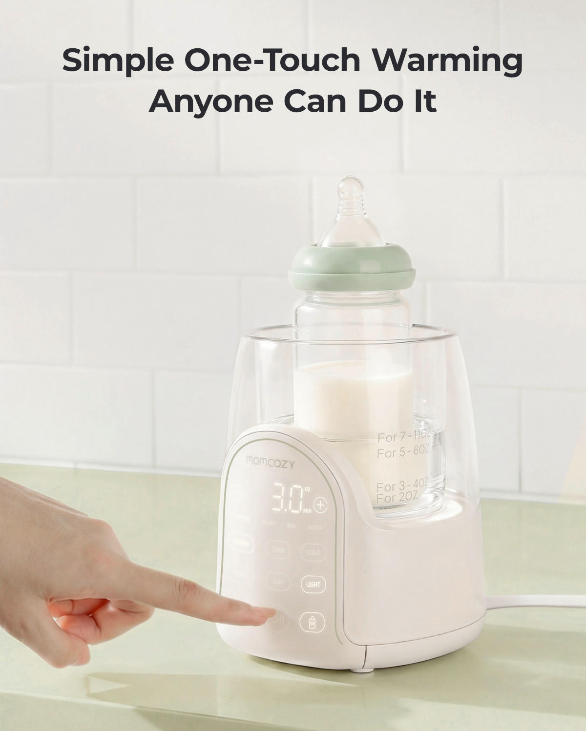 BABYKOSTWÄRMER  Bottle Warmer  - Weiß Hochglanz, Basics, Kunststoff (15/7,07/15cm) - Momcozy