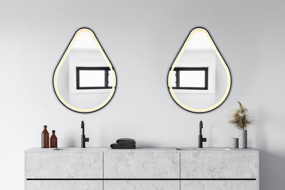 BADEZIMMERSPIEGEL 60/80/3 cm  - Silberfarben/Schwarz, MODERN, Glas/Metall (60/80/3cm)