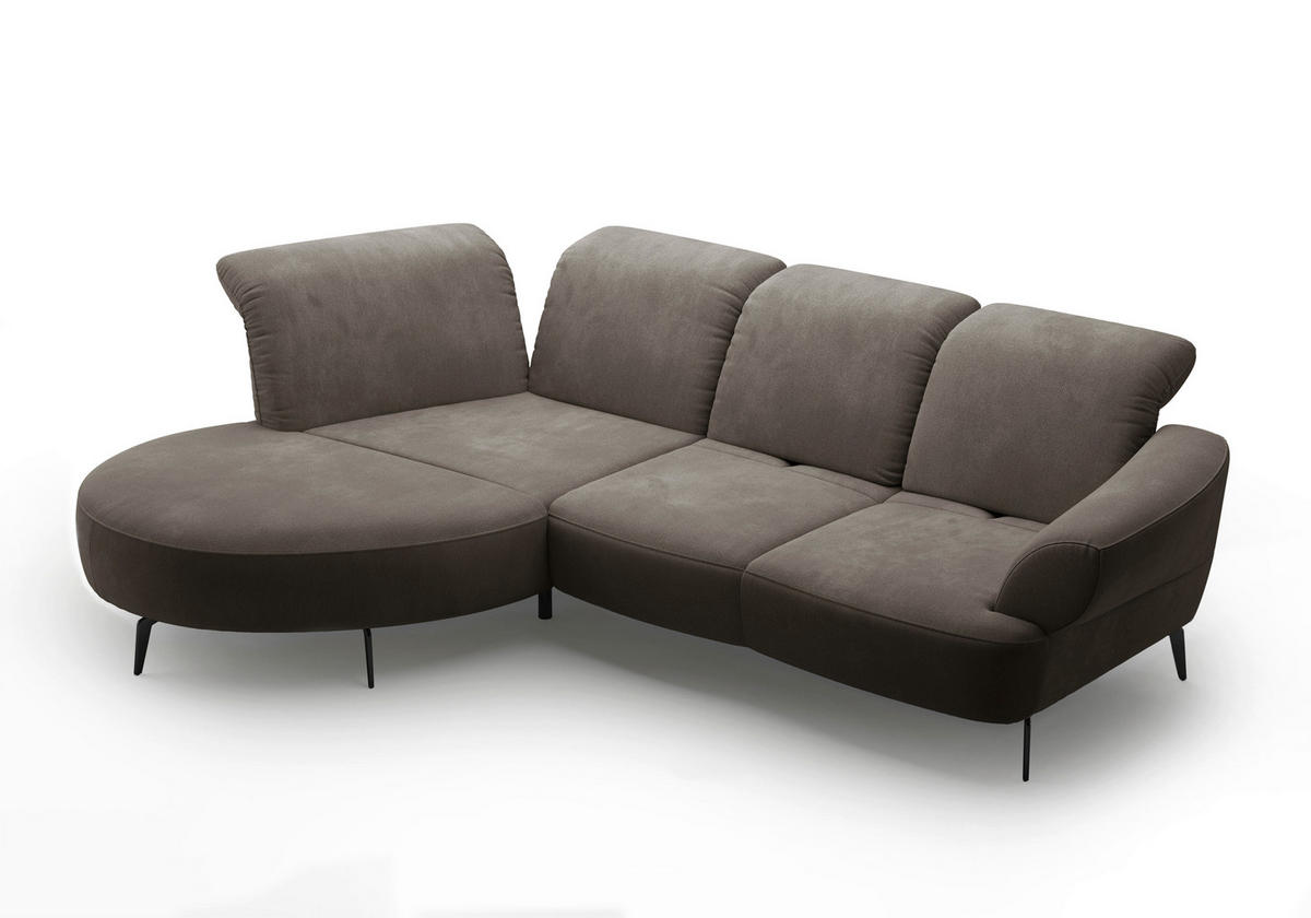 ECKSOFA DANCE E Schlammfarben Flachgewebe  - Schlammfarben/Schwarz, MODERN, Textil/Metall (208/313cm) - Sit & More
