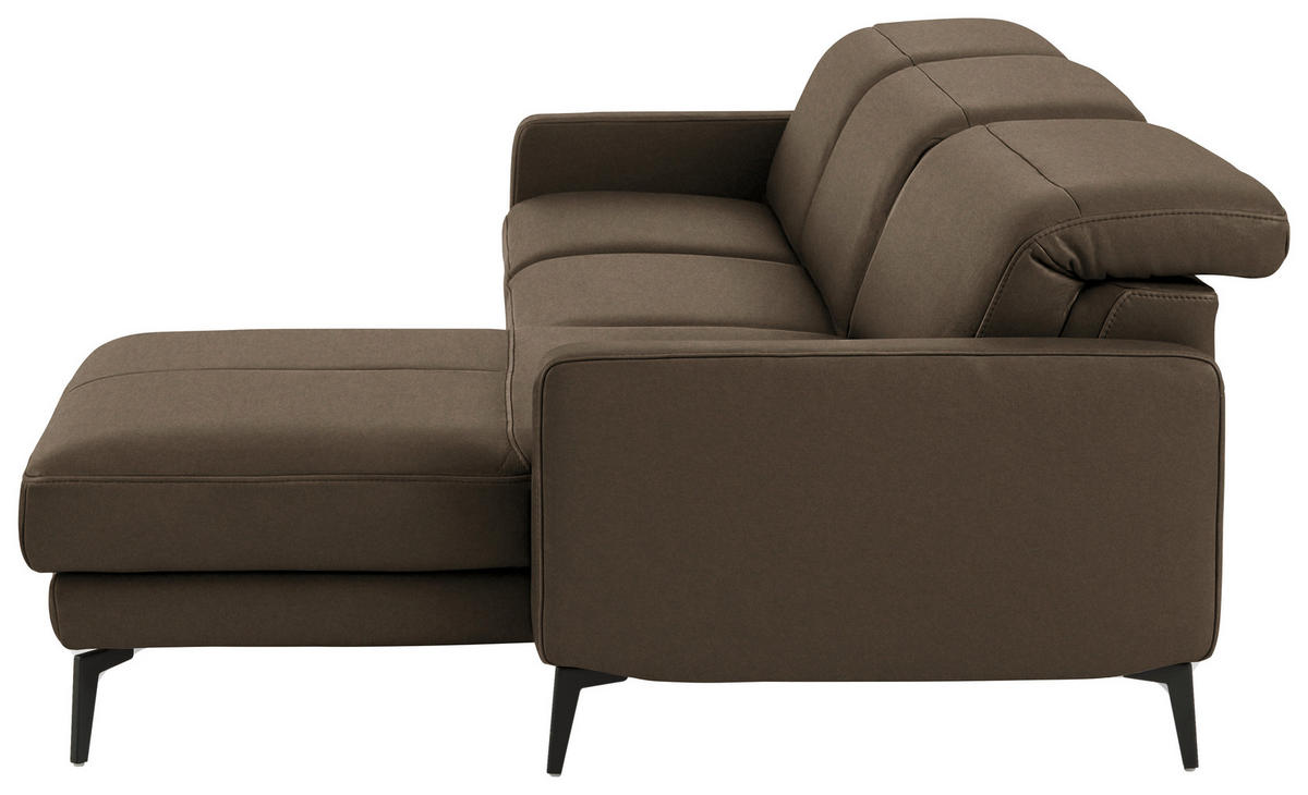 ECKSOFA  Echtleder Braun  - Schwarz/Braun, Design, Leder/Metall (323/179cm) - Dieter Knoll