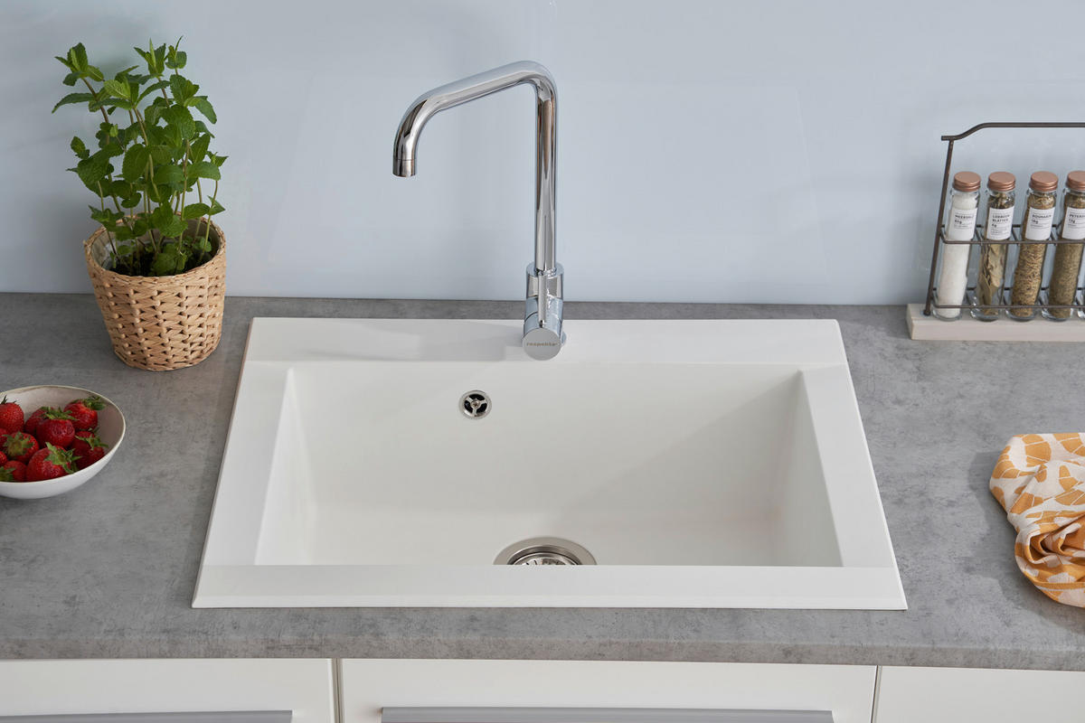 SPÜLE 1712OHIO66X50W  - Weiß, Trend, Glas/Kunststoff (66/21/50cm) - Respekta