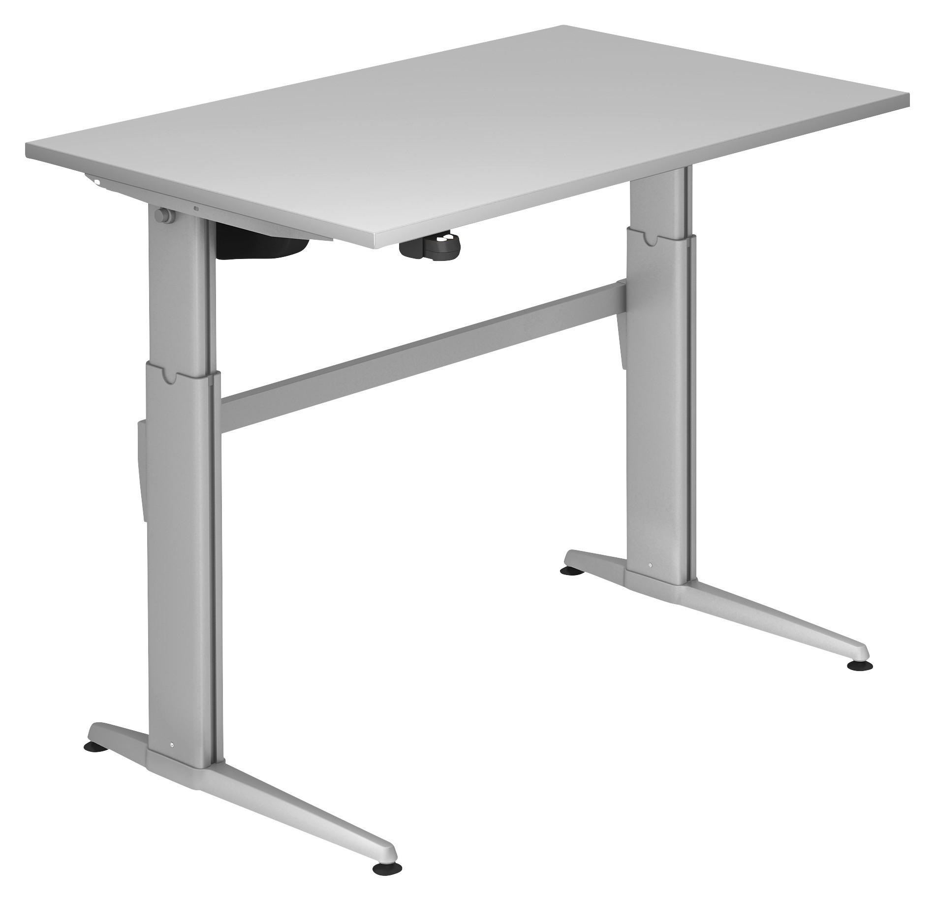 SCHREIBTISCH höhenverstellbar  - Silberfarben/Grau, KONVENTIONELL, Holzwerkstoff/Metall (120/80/72-119cm) - Venda