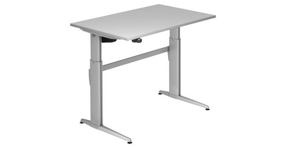 SCHREIBTISCH höhenverstellbar  - Silberfarben/Grau, KONVENTIONELL, Holzwerkstoff/Metall (120/80/72-119cm) - Venda