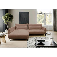 ECKSOFA in Bouclé Braun  - Creme/Schwarz, Design, Textil/Metall (204/273cm) - MID.YOU