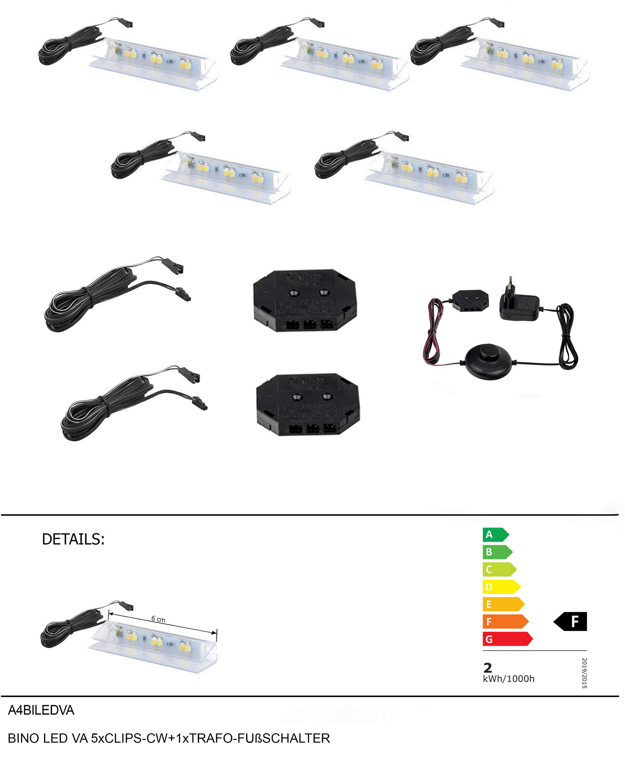GLASBODENBELEUCHTUNGS-SET LED-Leuchtmittel  - Transparent, KONVENTIONELL, Kunststoff - Carryhome