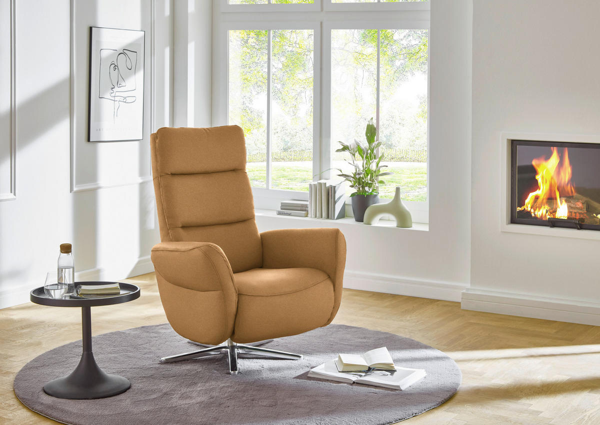 RELAXSESSEL Textil Honig  - Chromfarben/Honig, Design, Textil/Metall (78/113/83cm) - Beldomo Speed