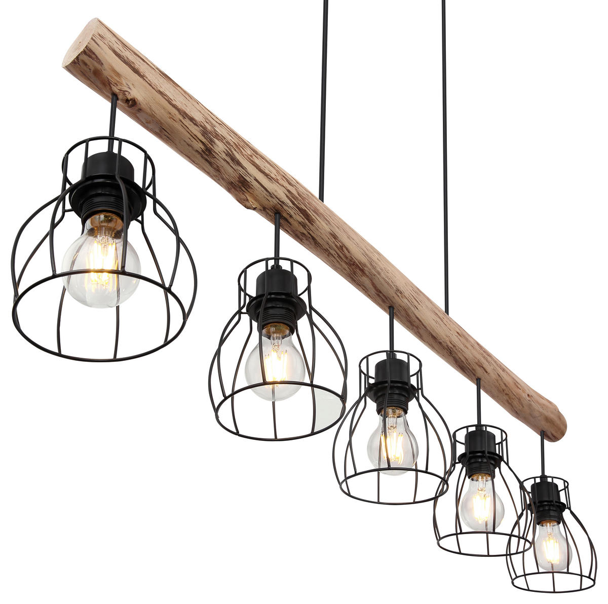 ZÁVĚSNÉ SVÍTIDLO, 104/13,6/140 cm  - černá/přírodní barvy, Basics, kov/dřevo (104/13,6/140cm) - Globo