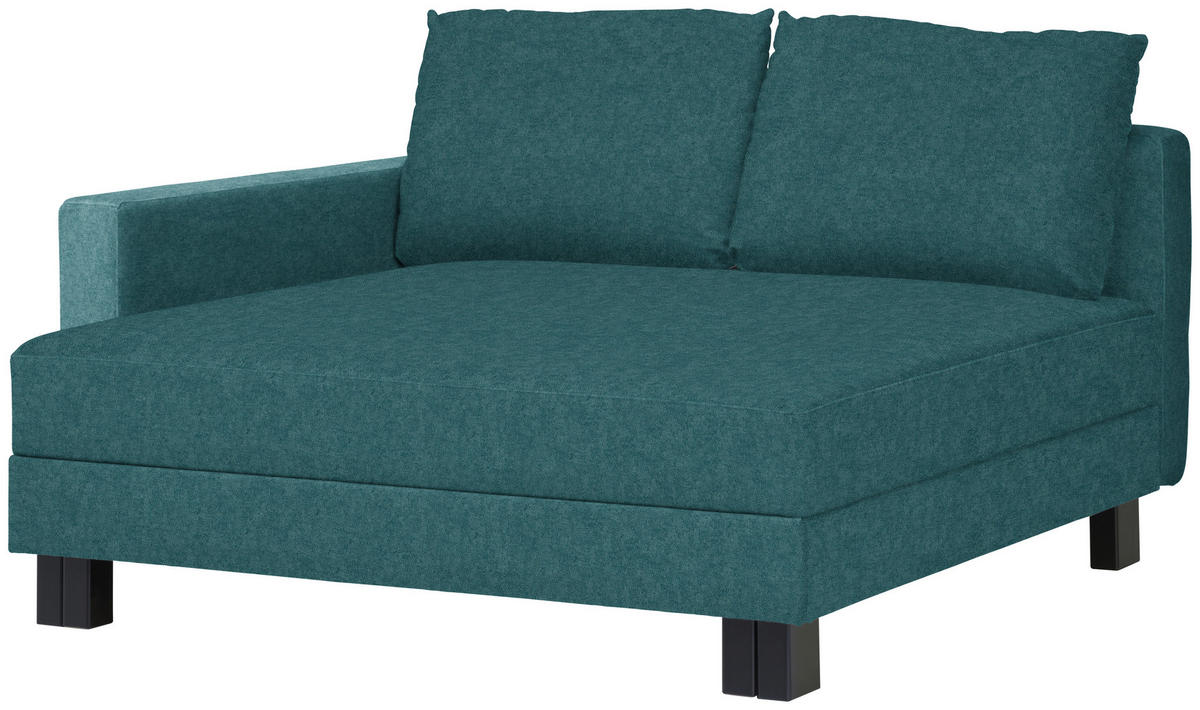 LIEGE  in Velours Blau  - Eiche dunkel/Blau, MODERN, Holz/Textil (137/72/155cm) - Joka